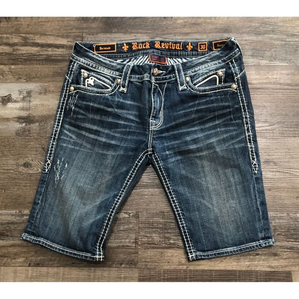 Rock Revival Dark Blue Denim Shorts